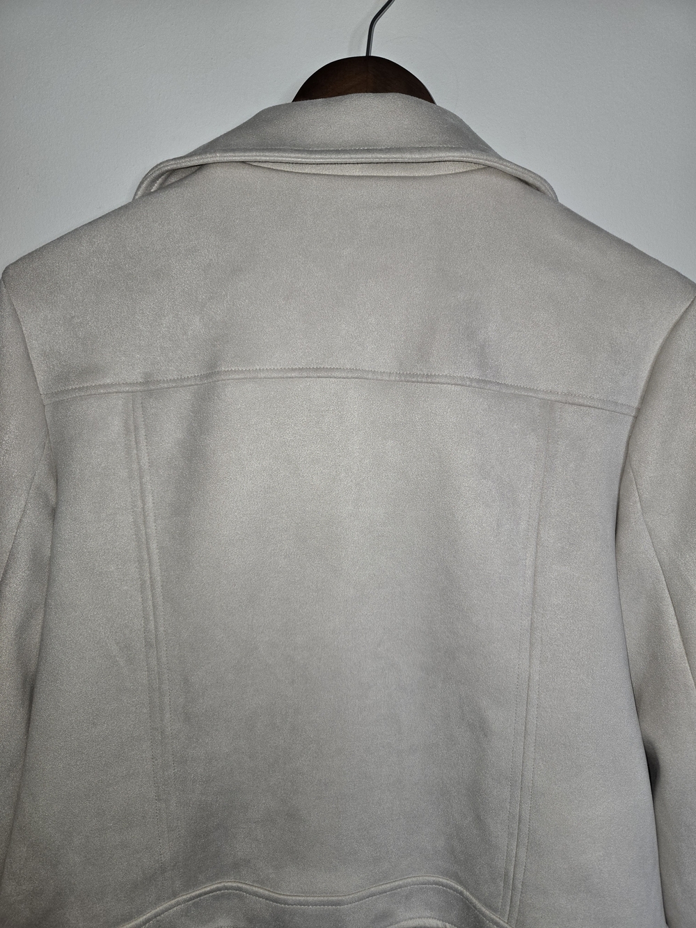 NWT Magaschoni Light Cream Zip-Up Super-Soft Faux Suede Leather Jacket Womens L - Picture 6 of 13